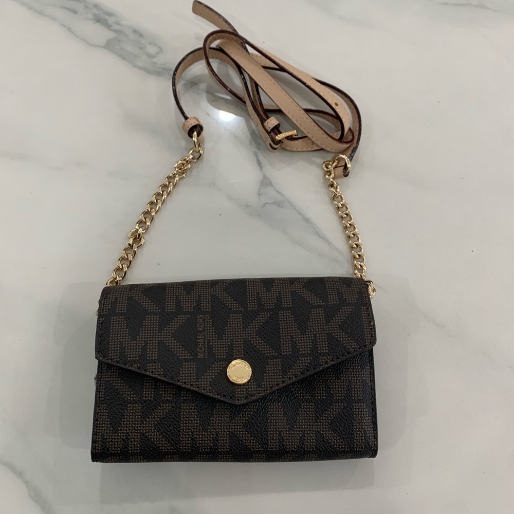 Michael Kors Crossbody Bag in Black and Brown with Gold Accents